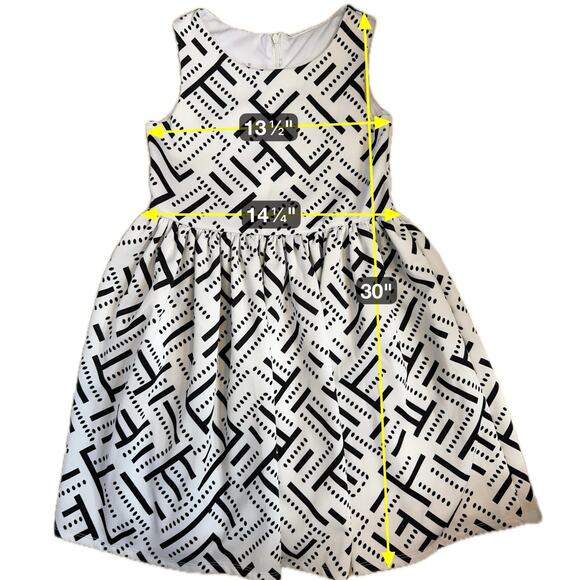 Pippa & Julie Girls Dress Size 10 White Black Geo Print Sleeveless Party - Picture 6 of 6